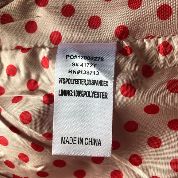 Doe & Rae Red Blazer with Polka Dot Lining Perfect for the Holidays - Picture 14 of 14